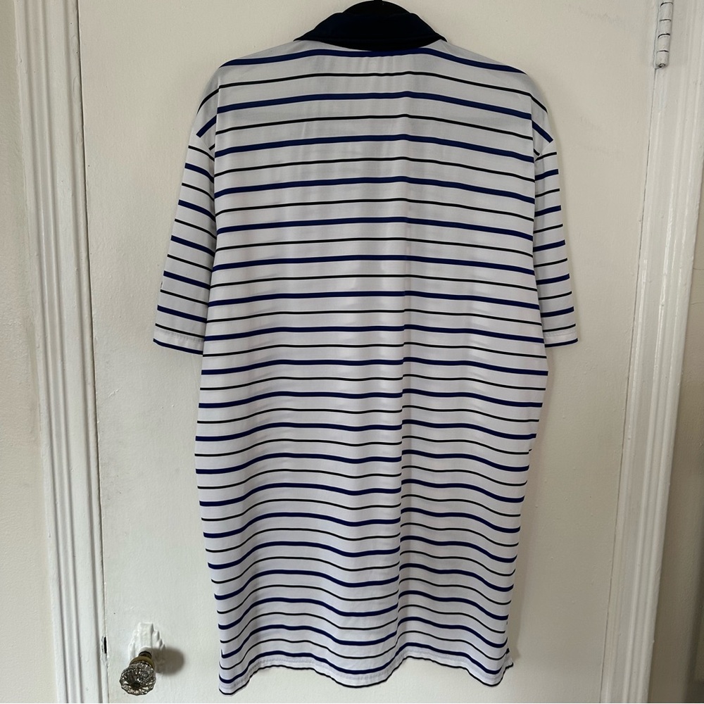 RLX Ralph Lauren Wicking Polo Shirt Mens Large Blue Striped Short Sleeve - Picture 3 of 7